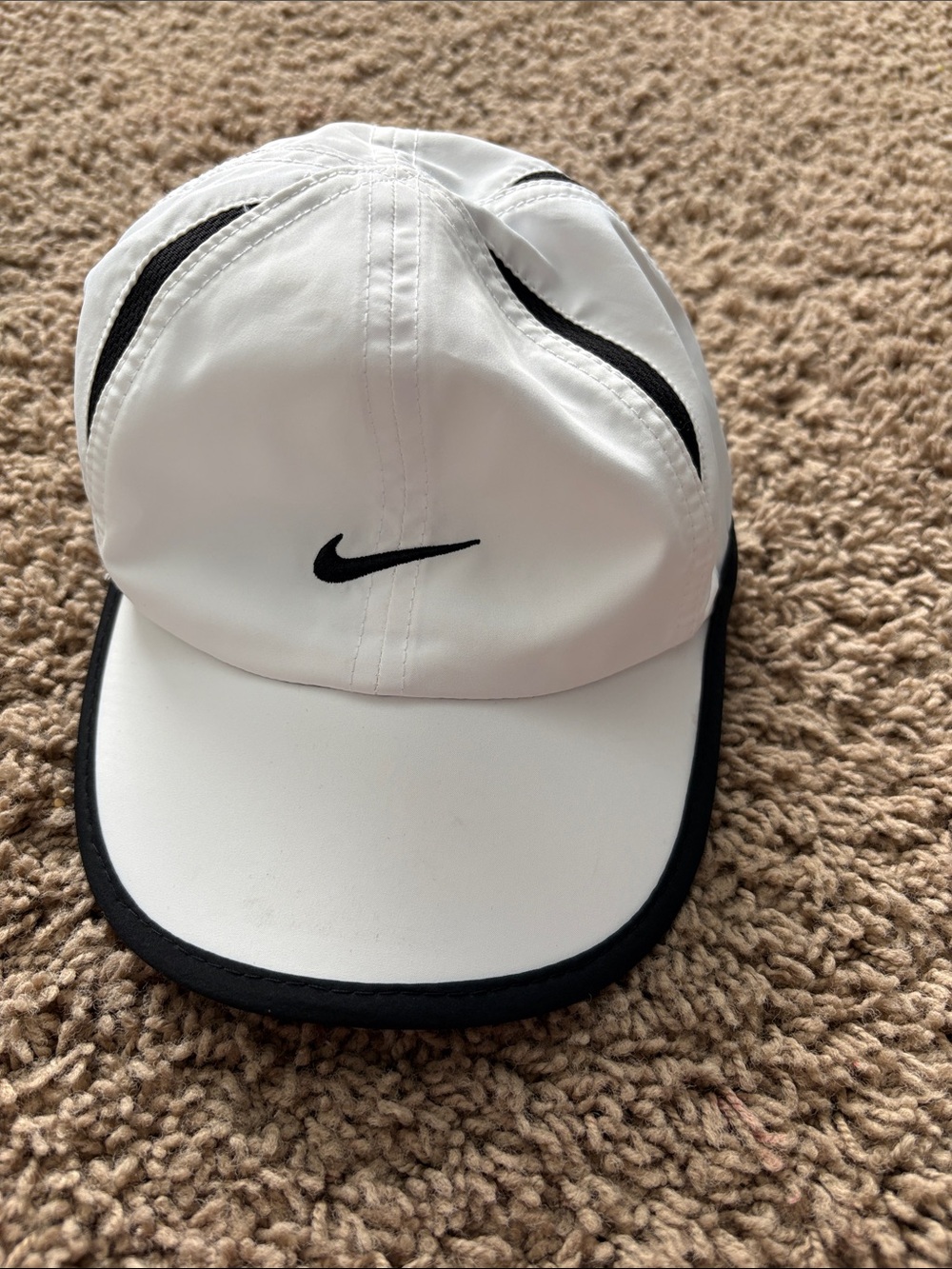 Nike White Hat with Black Swoosh and Trim